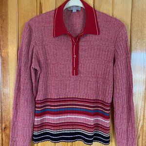 missoni > half button collared long sleeve sweater